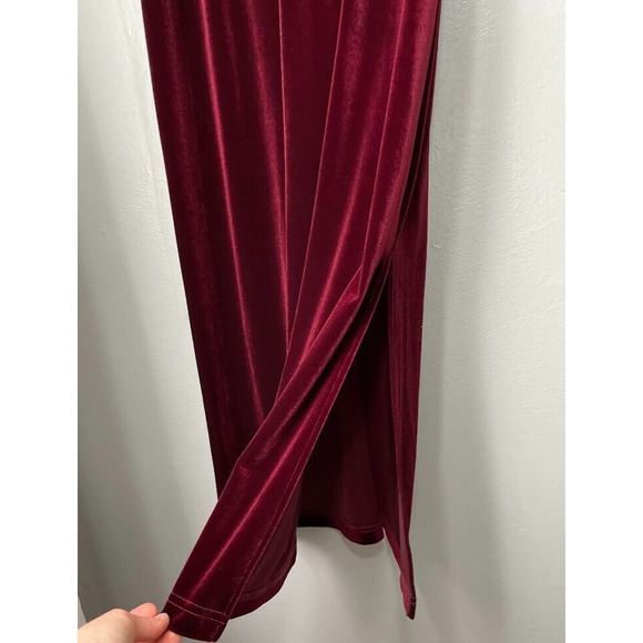 Vintage Bentley Dress Size 12 Burgundy Floral Velvet Layered Regency Holiday - Picture 10 of 10